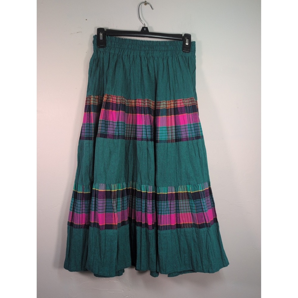 Sz 8VTG Sunny South Sport USA Teal And Plaid Skirt Hippie Y2K